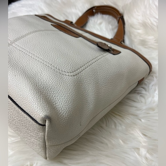 Rare Coach Authentic Penelope Purse F14683 White Cream & Brown Pebble Leather - Picture 7 of 13